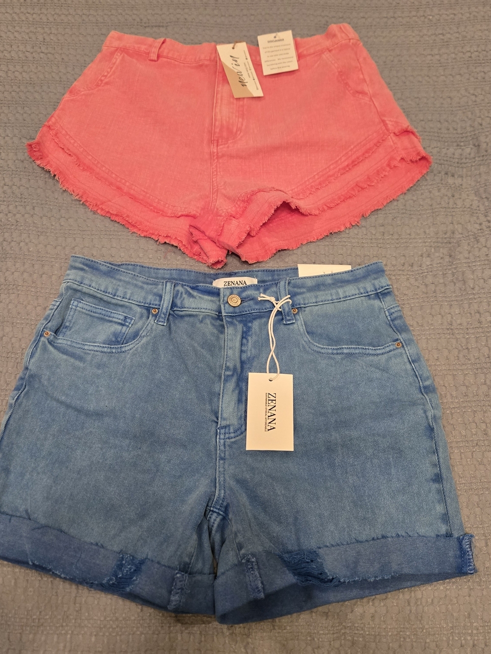 Zenana Outfitters Blue Denim Casual Shorts And Very J Pink Shorts Bundle